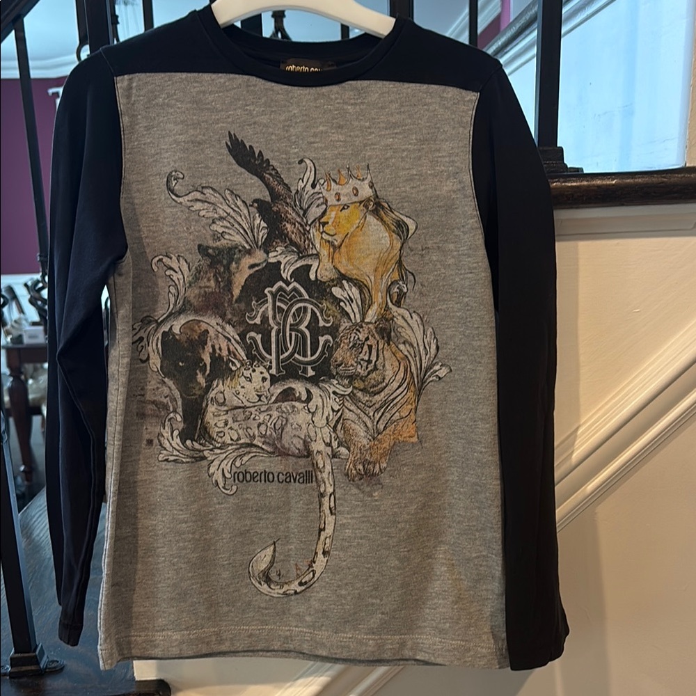 Roberto Cavalli Animal Graphic Long Sleeve Top